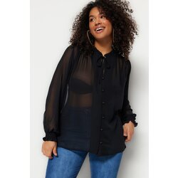 Trendyol Curve Black Woven Sleeves Gimped Chiffon Shirt Cijene