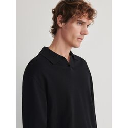 Reserved bombažna polo majica z dolgimi rokavi - črna Cene