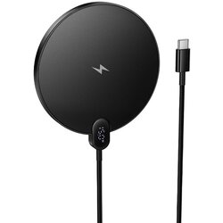  15W induktivni punjač s USB-C kabelom i zaslonom CW62 crne boje Cene