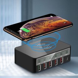 Wireless punjač + 5xUSB + type c EL01 crni Cene