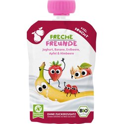 Freche Freunde Sadno-jogurtov pire v vrečki - jogurt, banana, jagoda, jabolko in malina - 100 g Cene