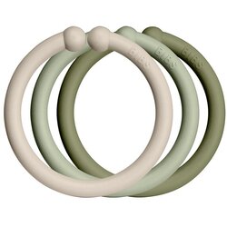 Bibs Loops obešalni obročki Vanilla / Sage / Olive 12 kos Cene