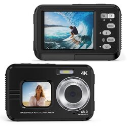 SARAHE WDC901 3,5 m vodotesen 48 MP HD digitalni fotoaparat z dvojnim zaslonom za šport na prostem EU vtič (črn), (22014522) Cene