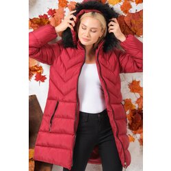 Dewberry Z6759 LADIES' COAT-PLAIN BURGUNDY Cijene