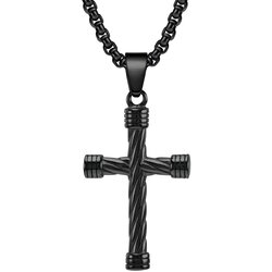 Ogrlica HO-34545 Cross - Crna KP34545 Cene
