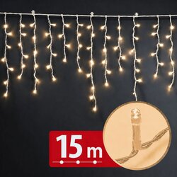 Phenom 59770W – Božićne LED lampice zavjesa 15 m, 600 LED, toplo bijele, 8 programa, timer, IP44, prozirni kabel Cene