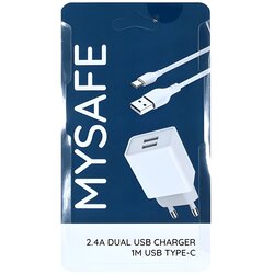 MySafe Ch24A punjač - 1m - Kabel tip C 2,4A - Bijela Cene