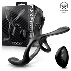 INTOYOU Daxer Girth Gainer Vibrating Double Cockring 3 Motors with Remote Black Cene