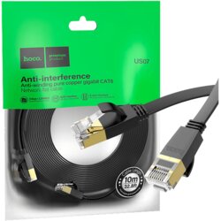 hoco. omrežni internet kabel US07 ploščat 1Gbps 10 metrov črn Cene