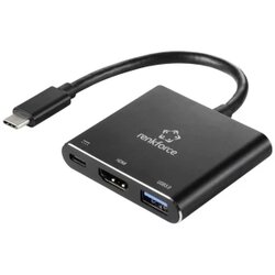 Renkforce RF-5133676 USB-C® / HDMI adapter [1x muški konektor USB-C® - 1x ženski konektor HDMI, USB-C® utičnica (power delivery), USB-A] crna podržava HDMI 20 cm Cene