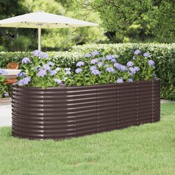vidaXL visoka greda iz prašno barvanega jekla 249x100x68 cm rjava Cene