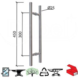 Dabel rukohvat za vrata RU6000 Inox x300/25/450mm Q 0101801 Cene