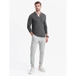 Ombre HENLEY men's neckline longsleeve - graphite Cene