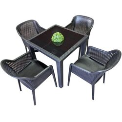 Tilia baštenski set octa sto i 4 stolice crni 80X80 Cene