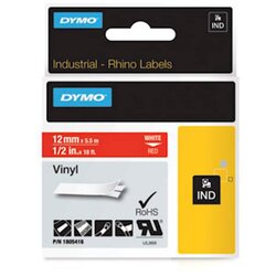 Dymo trak rhino vinyl 1805416, 12 mm / 5,5 m (bela/rdeča), original Cene