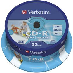 CD-R 700/80 52X SPINDL AZO PRINTABLE PK25 VERBATIM 43439 Cene