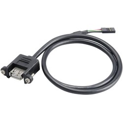Akasa USB kabel USB 2.0 spojni konektor 4-polni , USB-A vtičnica 0.6 m črna lahko se privije, pozlačeni konektorji, UL-certificirano AK-CBUB06-60BK, (20414913) Cene