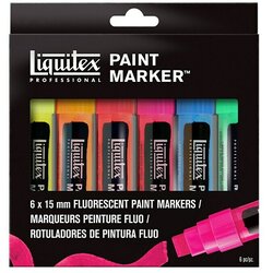 LIQUITEX Professional Set markerjev Paint Marker Fluo (6 kos, Večbarvna Neon, 15 mm, Pravokotna konica) Cene