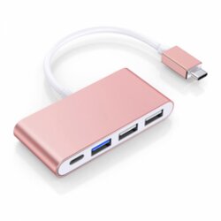 Hub Adapter Type-C na 3xUSB + Type-C roze zlatni Cene