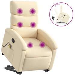Maison Chic masažni naslanjač - Relax naslanjač s funkcijo vstajanja krem blago, (22061641) Cene