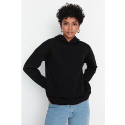 Trendyol Black Slit Detailed Knitted Sweatshirt Cene