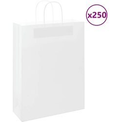 vidaXL Papirnate vrečke 250 kosov z ročaji bela 32x12x42 cm Cene