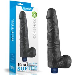 Lovetoy 2024 Real Softee Rechargeable Vibrating Dildo 10.5" Black Cene