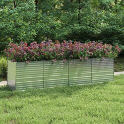 vidaXL Povišena vrtna gredica 320 x 80 x 77 cm pocinčani čelik srebrna Cijene