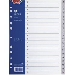 Pregrada plastična a4 brojevi 1-20 noki 59220 siva Cene