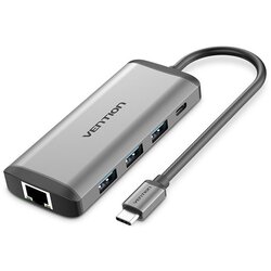 8 u 1 Type-C u HDMI/USB x3/PD/RJ45/TF/SD - Sivi Cene