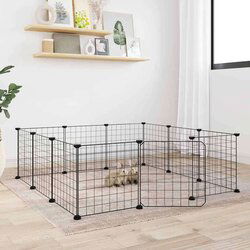 vidaXL Kavez za ljubimce s 12 panela i vratima crni 35 x 35 cm čelični Cijene