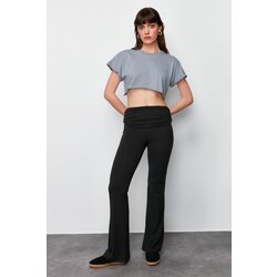 Trendyol Black Soft Fabric Waist Detailed Flare / Flare Leg Trousers Cijene