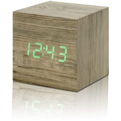 Gingko svijetlosmeđa budilica sa zelenim led zaslonom cube click clock Cene