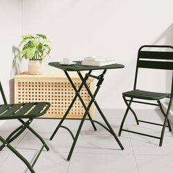 vidaXL Zložljiva vrtna miza temno zelena 55x55x73 cm jeklo Cene