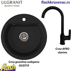 Ulgranit granitna sudopera ULG510 okrugla (CRNA) + slavina AFRO – SET Cene