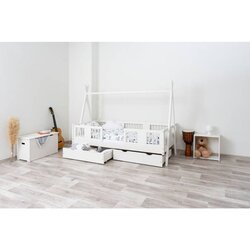 Molarem Home Drveni dječji krevet Luna Tipi - bijeli - 200x90 cm - S 2 ladice Cijene