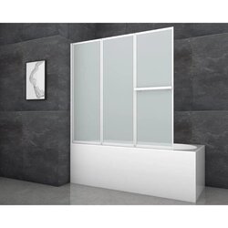 Aurlane zložljiva stena za kopalno kad white comfort 145,4x140 cm bela 3-krilna Cene