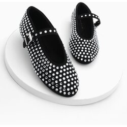 Marjin Women's Helmet and Stone Ballet Flat Shoes Mary Jane Tevila Black Cene