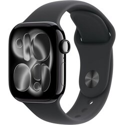 Apple watch series 11 [gps 42mm] smartwatch with jet black aluminum case with black sport band - s/m. sleep score, fitness tracker, health monitoring, always-on display, water resistant Cene