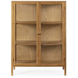 MOME Vitrina v hrastovem dekorju v naravni barvi 90x126x40 cm Ceci – Cene