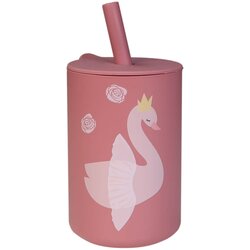 Tryco silikonski lonček s slamico swan dusty rose Cene
