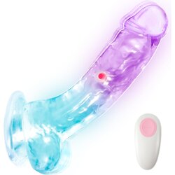 SuperLove LED Vibrating Dildo with Balls & Remote Medium Cene