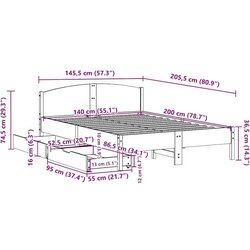 vidaXL okvir kreveta bez madraca bijeli 140x200 cm od masivne borovine Cijene