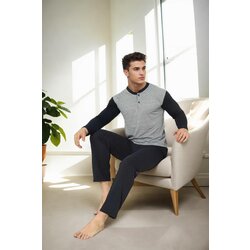 Dewberry J2580 Mens Jacquard Pyjama Set-GREY Cijene