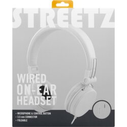 Streetz H300 slušalke z mikrofonom, zložljive, 3,5 mm priključek, 1 tipka daljinski upravljalnik, 1,5 m, bele, (21358113) Cene