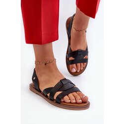 Kesi Women's flat sandals made of Vinceza Black eco leather Cene