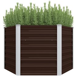 vidaXL Povišena vrtna gredica smeđa 129 x 129 x 77 cm pocinčani čelik Cijene