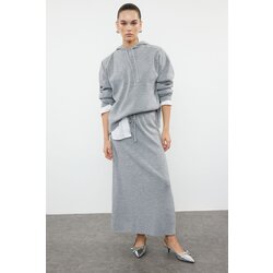 Trendyol Gray Hooded Skirted Knitwear Top-Bottom Set Cijene