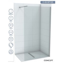 Copen tuš paravan - stena C-02-SP120 project srebrni ram 120x200cm providno staklo Cene