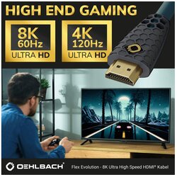 Oehlbach Flex Evolution HDMI kabel 1,5 m HDMI vrste A (standardni) Antracit, Modra, Bencin Cene